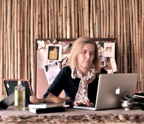 Bryony at her desk in Zambia